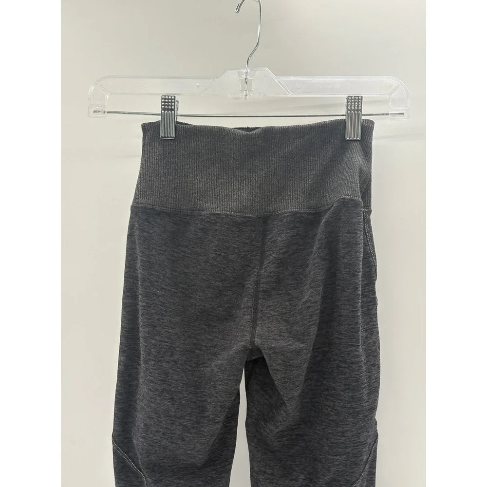 Alo Leggings Revel Fleece Lined Women Size XS Black Gray High‎ Rise